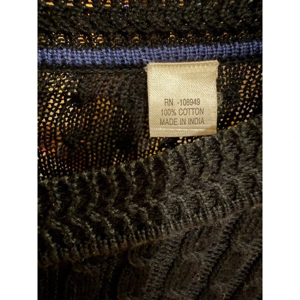Alex Cannon Mens Deep Blue Textured Cable Knit Cotton Crew Neck Sweater dadcore